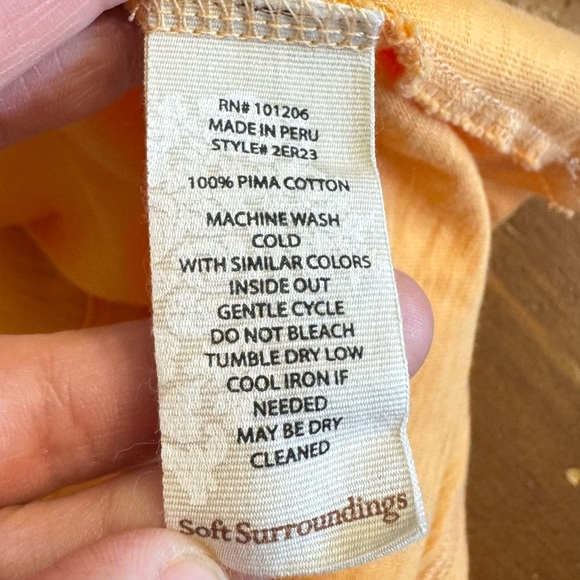 Soft Surroundings Tunic Top Anisa Orange Keyhole Back Exposed Seam Size L - Picture 14 of 15